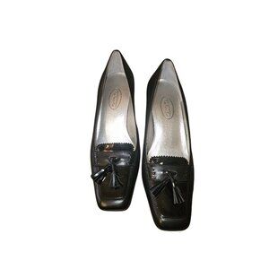 Talbots Womens 2.5" Pumps Black Genuine Leather Made In Brazil Size 7B